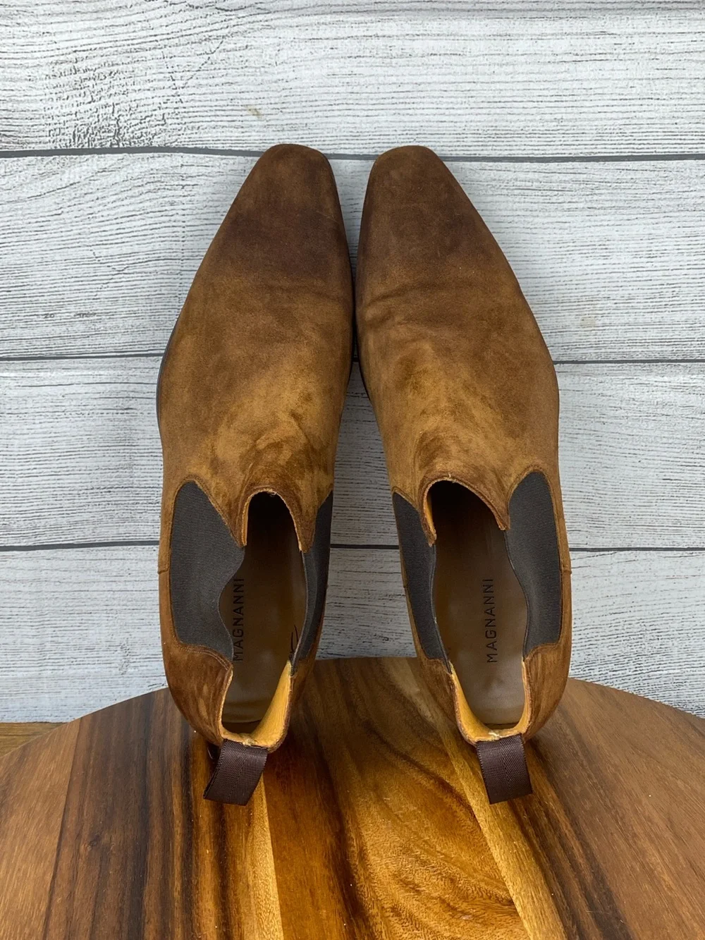 Magnanni Shaw II Men's Cognac Suede Chelsea Boots Shoe Size 9.5 M
